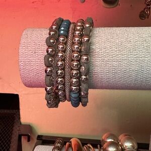 Teal and Gold Coil Bracelet